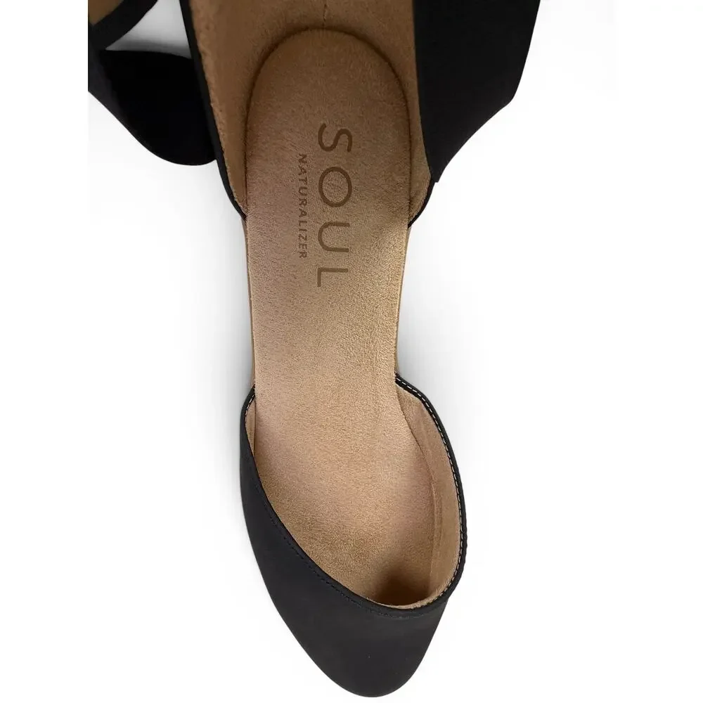 Soul Naturalizer Intro Flat Wedge Womens 8.5 W Black Comfort Slip On Ankle Strap